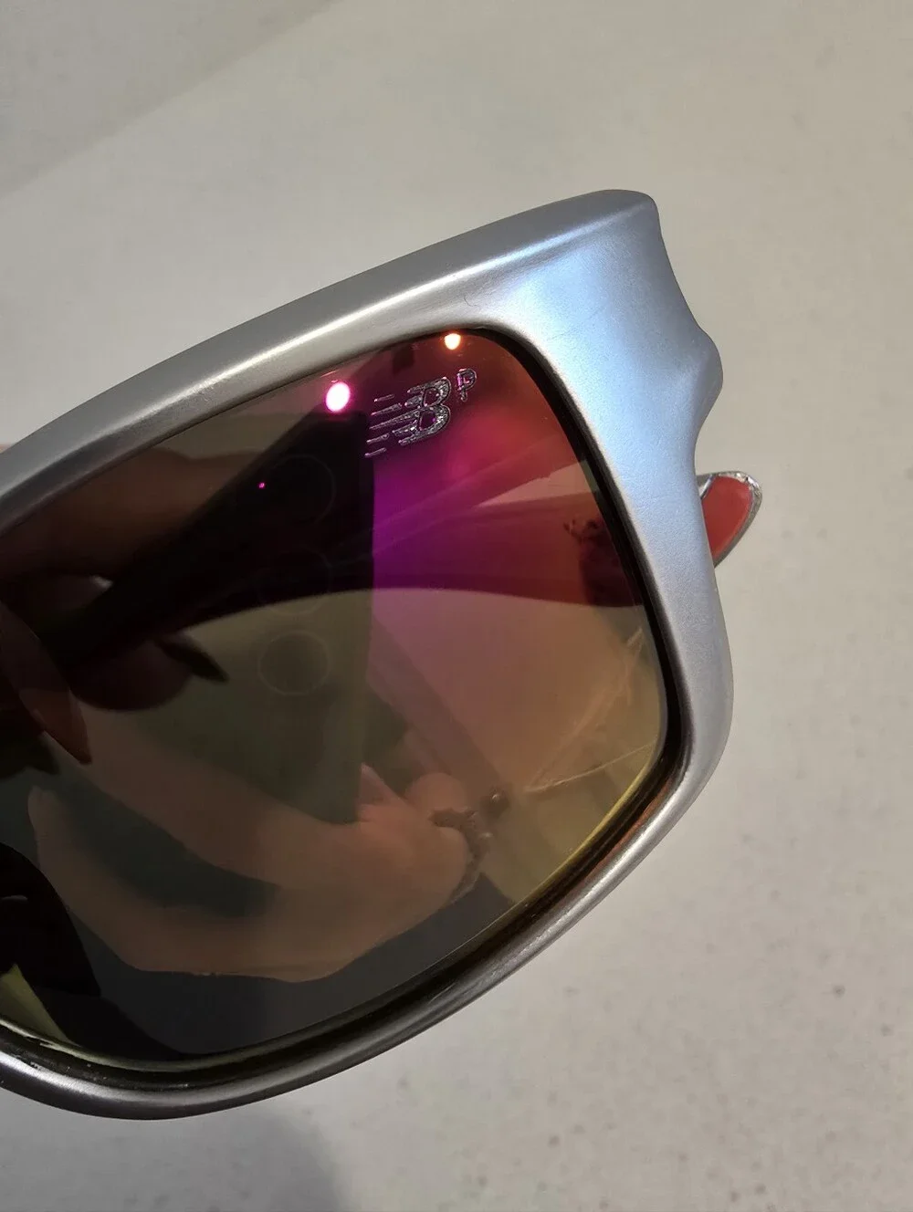 New Balance Silver Frame Mirrored Sunglasses - Gold/Orange Lenses